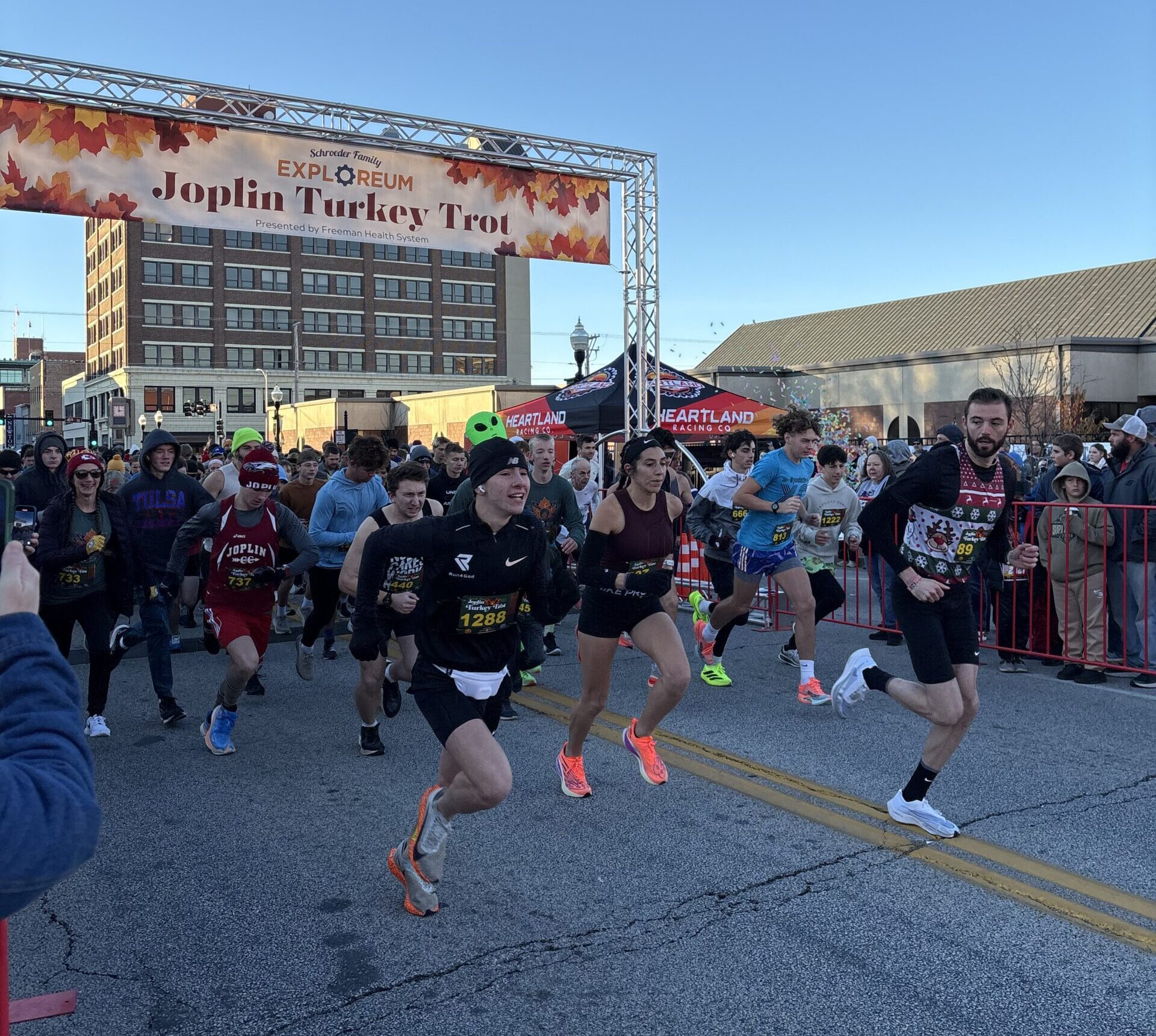 Runners at the starting line taking off for a race